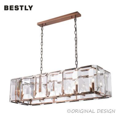 লাল কপার ফিনিশে পরিষ্কারভাবে গ্লাস সহ লম্বা দুল বাতি